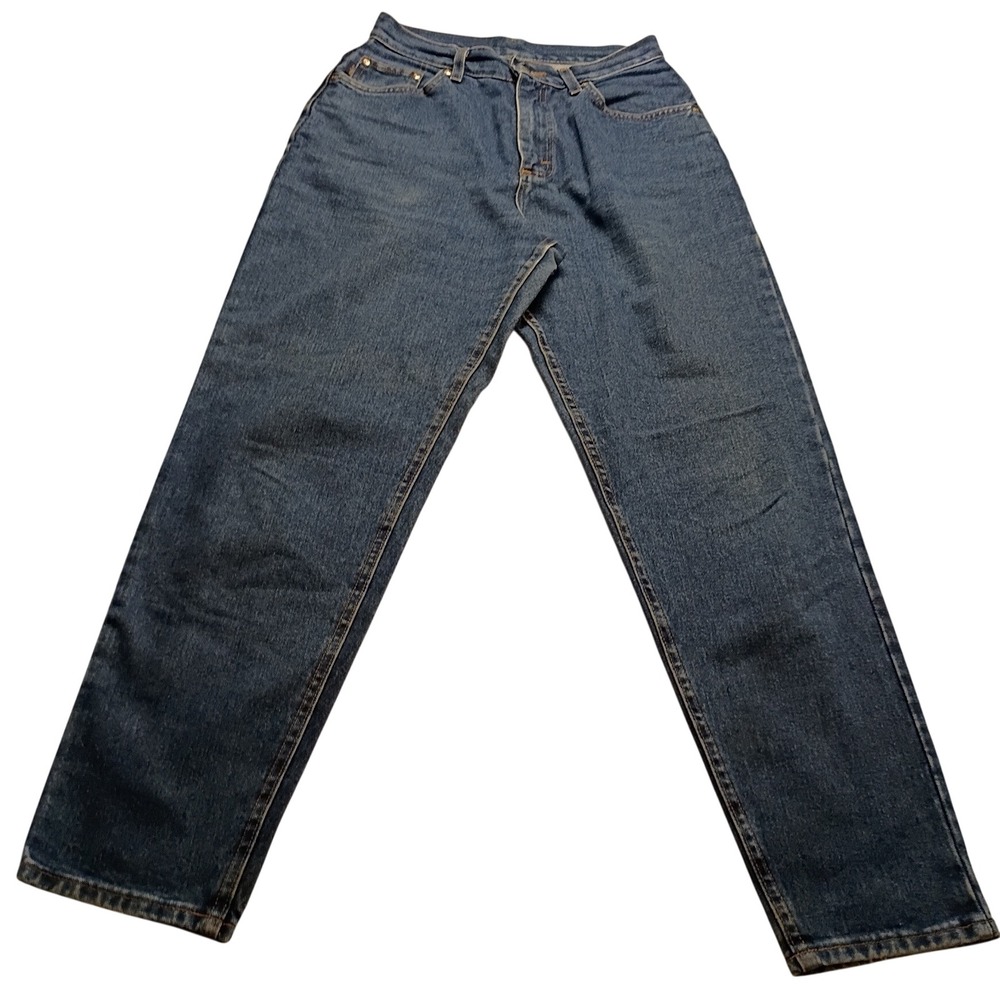 Jeans Women's High Rise Tapered Leg Medium Wash Denim Blue Pants Casual Size 27